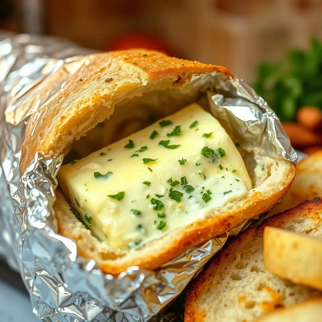 Making Garlic Butter for French Bread in Foil